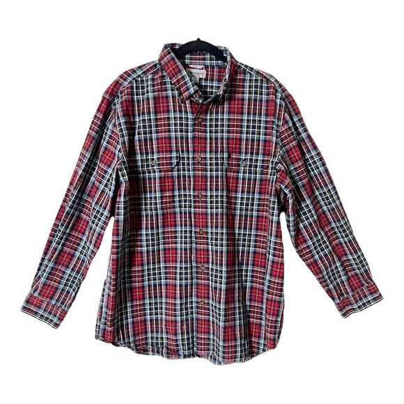 Carhartt Men’s Relaxed Fit Red Black Plaid Button Down Shirt Size Extra Large - Picture 1 of 6